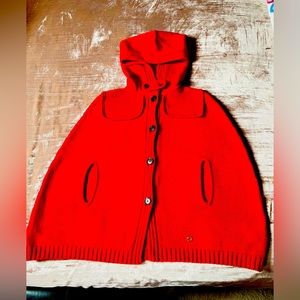 Authentic Gucci Red Girls' Knit Hooded Poncho 8